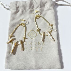 Kendra Scott Eileen Statement Earrings White Freshwater Cultured Pearl 14k Gold